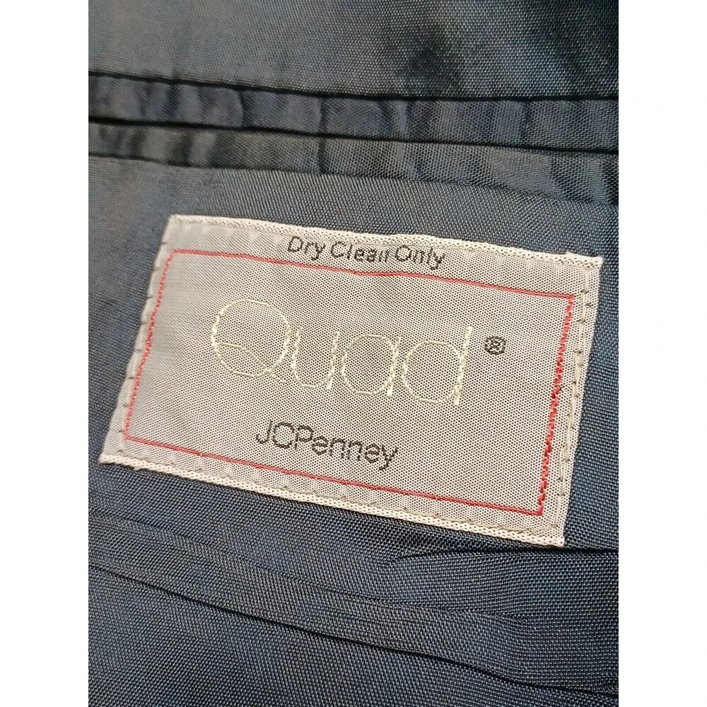 Vtg JC Penney Quad Mens Navyblue Sport Coat Blazer Jacket 2 button 46
